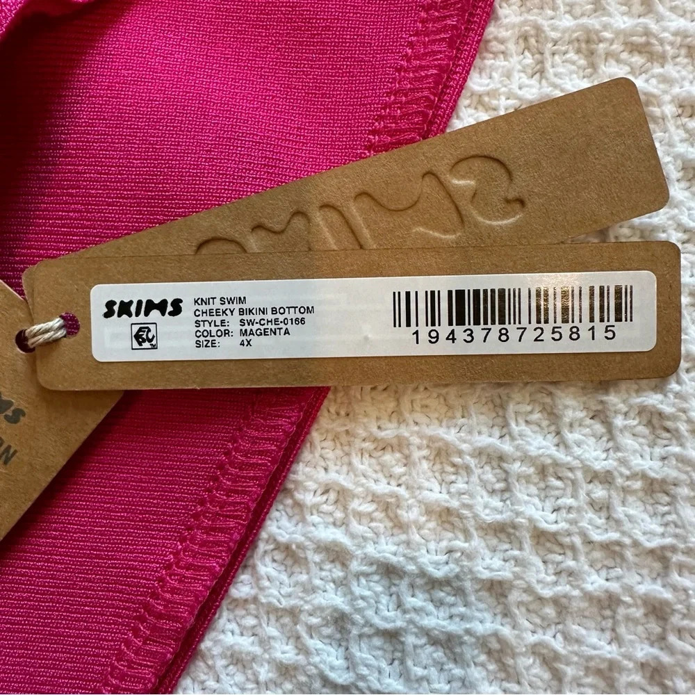 NWT SKIMS Knit Swim Cheeky Bikini Bottom size 4X Magenta Pink style SW-CHE-0166 - Picture 6 of 13